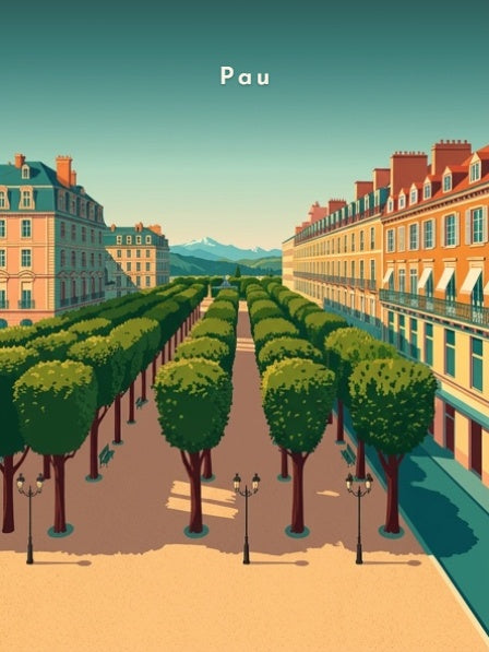 La place Royale face aux Pyrénées — Pôdevache, visuel seul