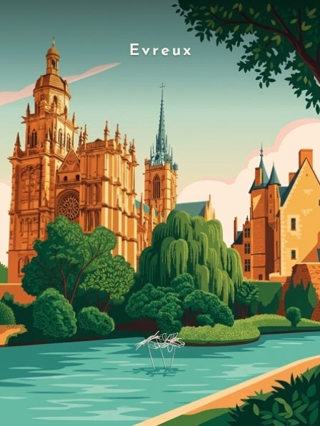 Cathédrale Notre-Dame depuis l'Iton — Pôdevache, visuel seul