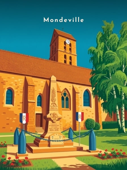 L'église et le monument aux morts — Pôdevache, visuel seul