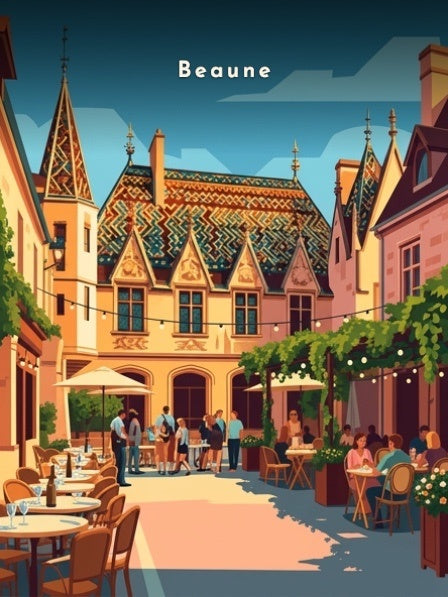 Terrasse animée devant l'Hôtel-Dieu — Pôdevache, visuel seul