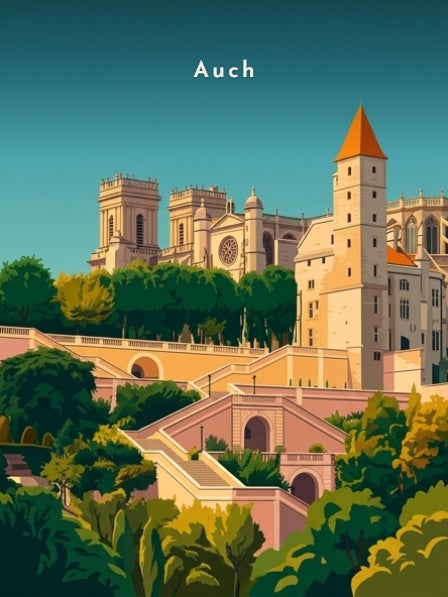 L'Escalier monumental et la cathédrale — Pôdevache, visuel seul