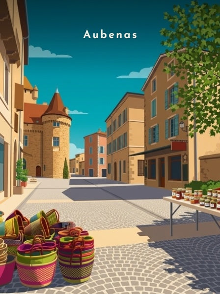 Le marché devant le château — Pôdevache, visuel seul