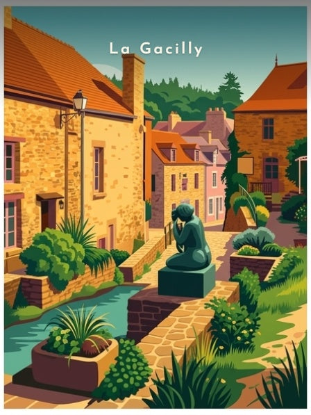 Ruelle fleurie et sculpture — Pôdevache, visuel seul