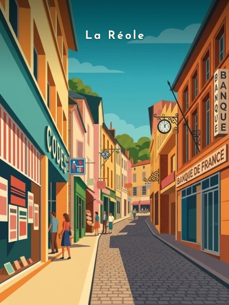 Rue commerçante du centre historique — Pôdevache, visuel seul