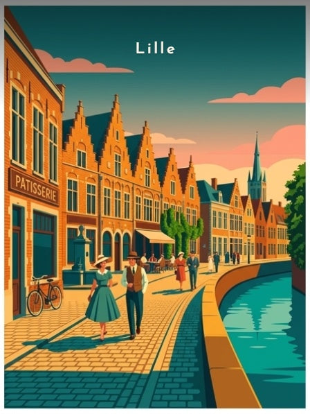 Canal et maisons flamandes à pignons — Pôdevache, visuel seul