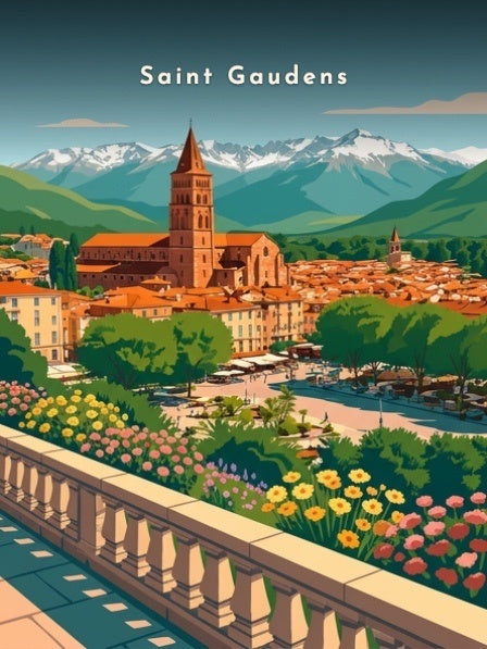 La collégiale et les Pyrénées — Pôdevache, visuel seul