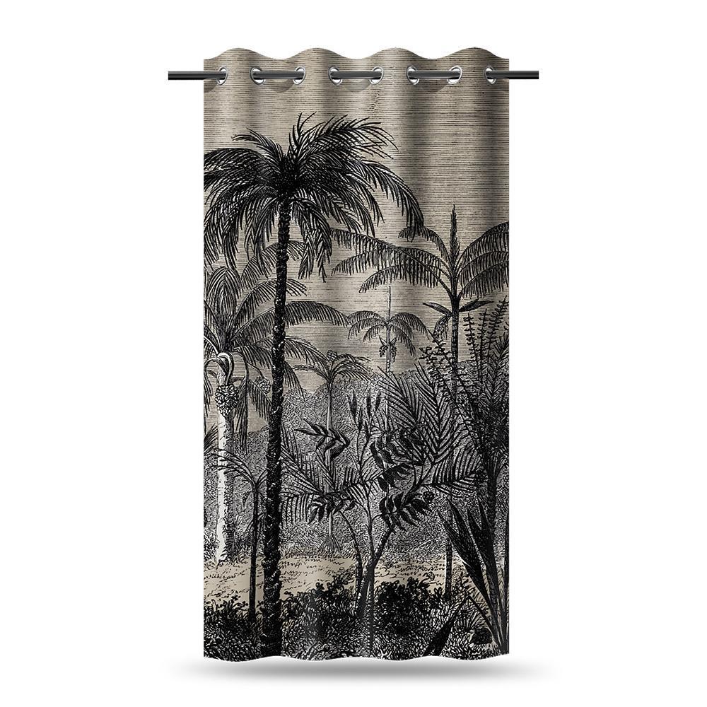 RIDEAU AMAZONIA - MOTIF PALMIER - BOTANIQUE - VELOURS
