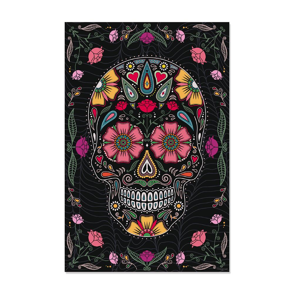 Black Neon Skull vinyl rug