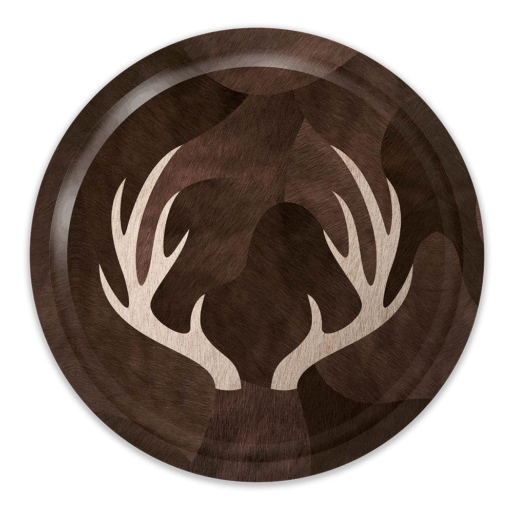 Deer Horns Round Wooden Tray