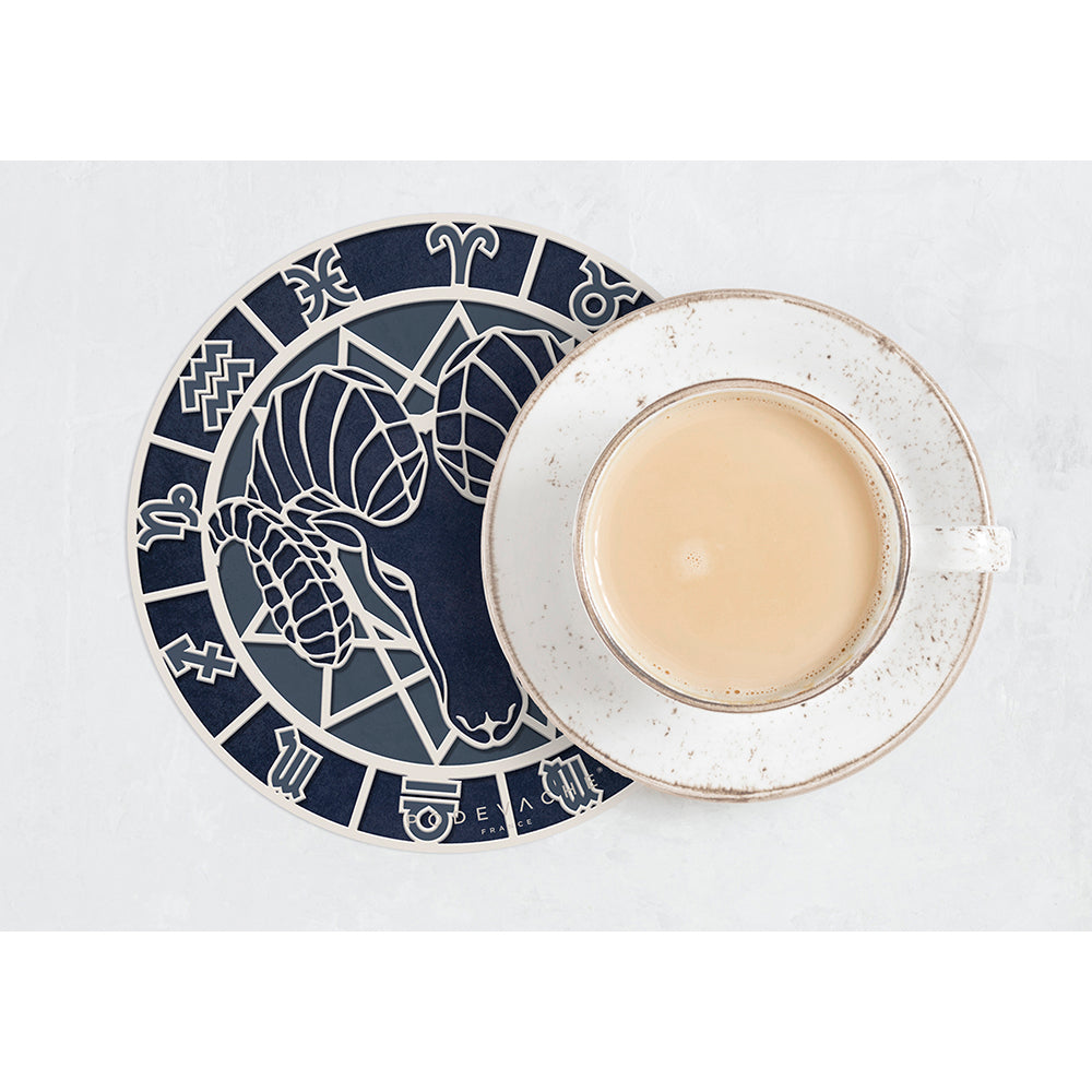 Set of 6 Aries vinyl coasters