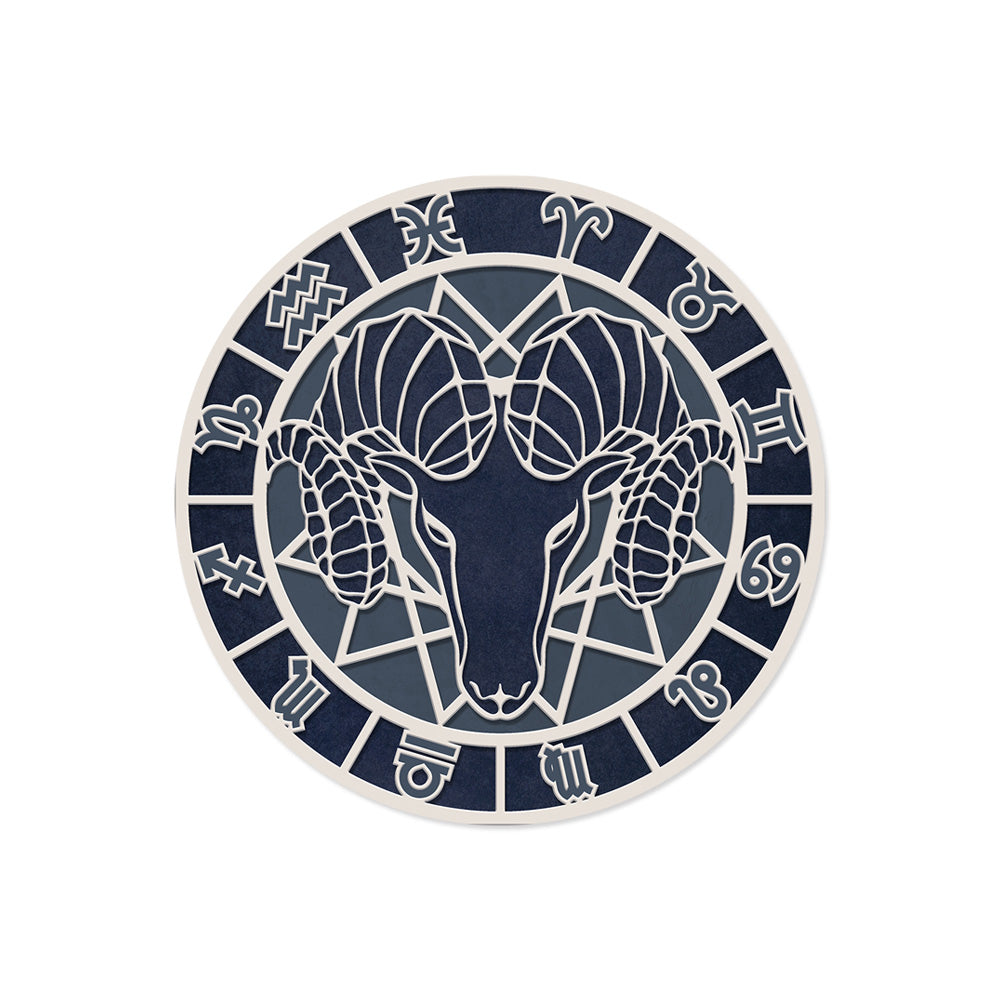 Set of 6 Aries vinyl coasters