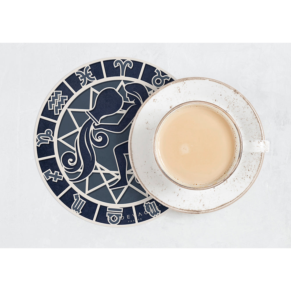 Set of 6 Aquarius vinyl coasters