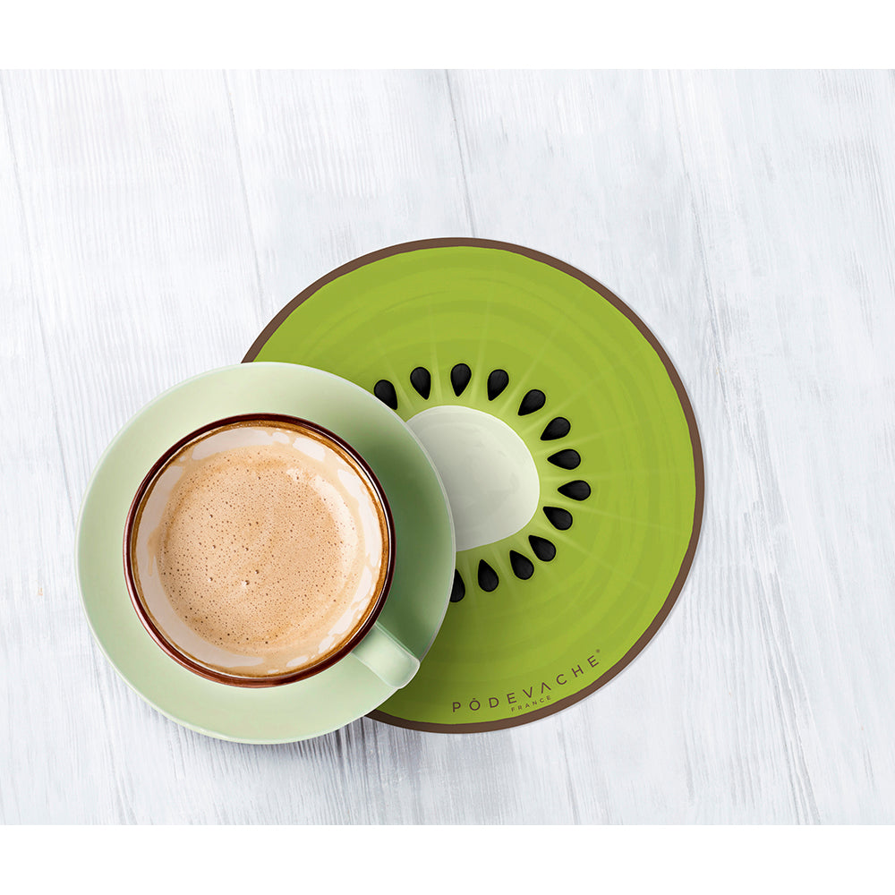 Set of 6 Kiwi vinyl coasters