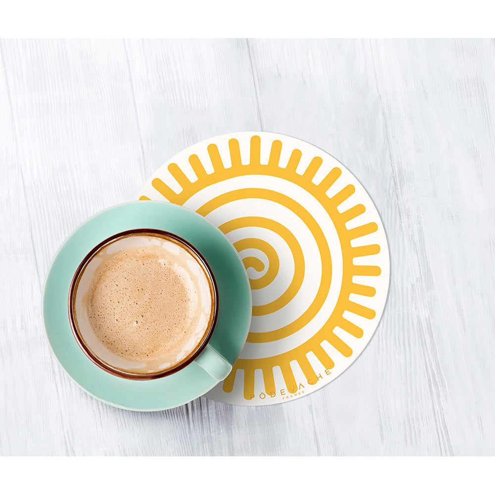 Set of 6 Sun vinyl coasters