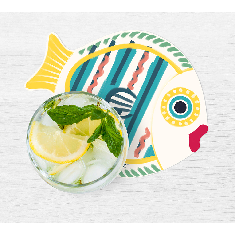 Set of 6 Peixe vinyl coasters