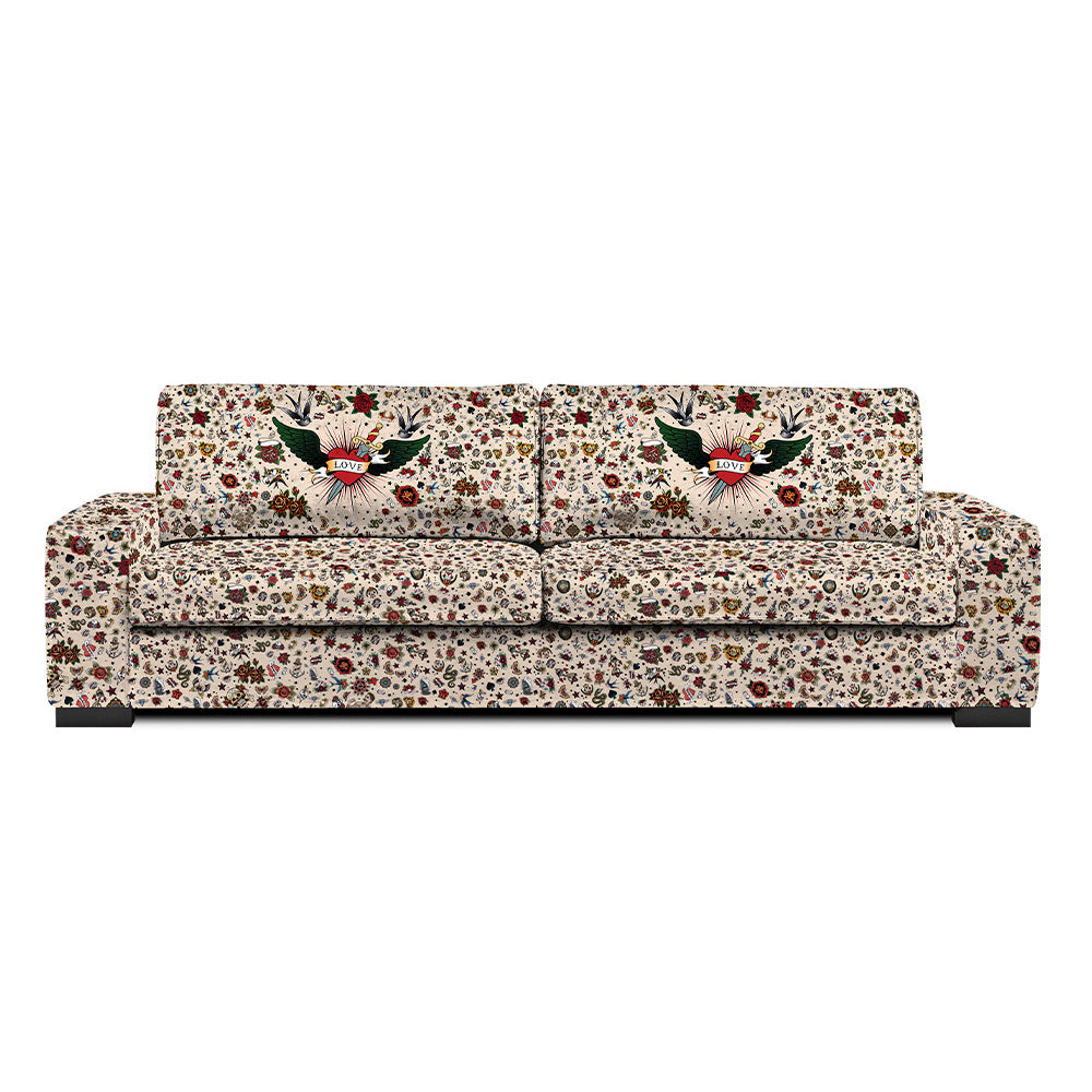 Velvet sofa 3 to 4 places Tattoo Beige