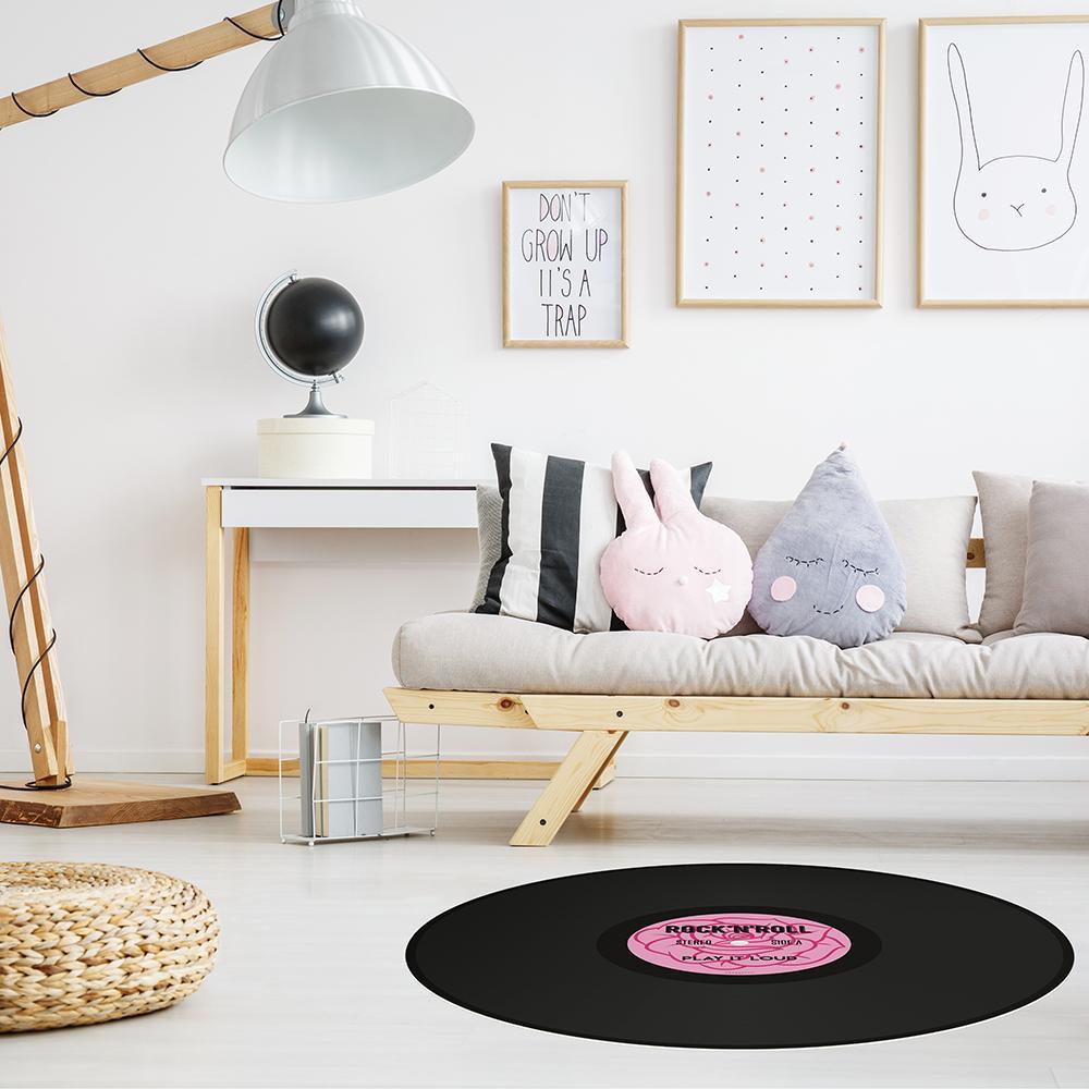 Pink Disc Vinyl Rug - Kids